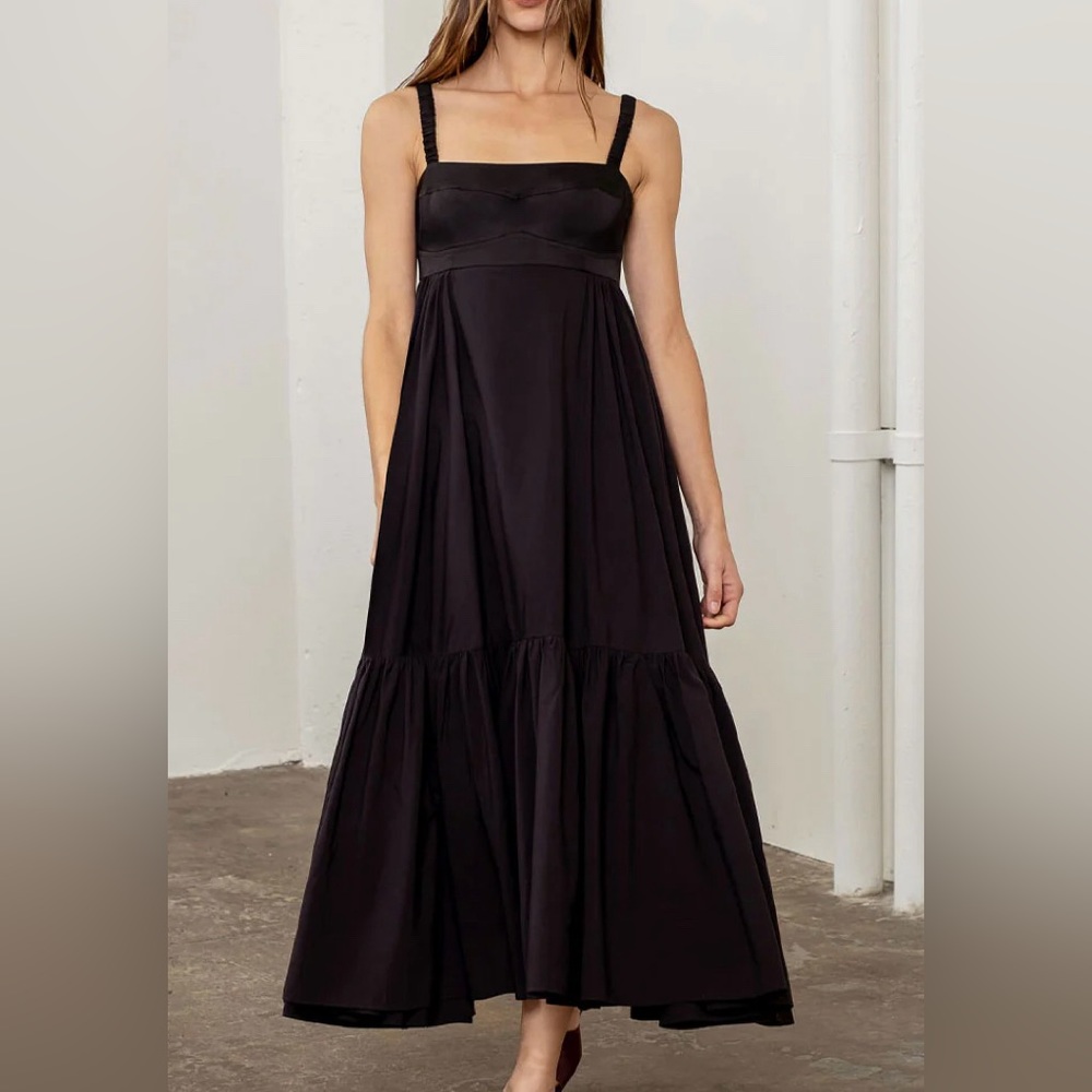 Moon River Black Pleated Tiered Sundress